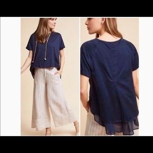 NWOT Anthropologie Eri + Ali Split Back Top — Navy